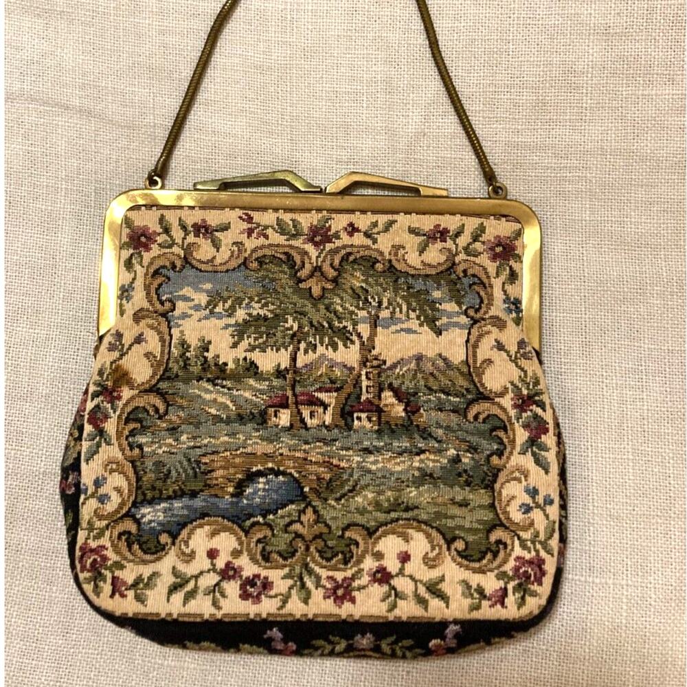Mid Century Petit Point Tapestry Purse West Germany  1950s